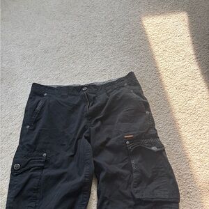 Affliction Black and Gray Striped Shorts